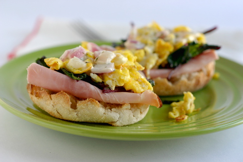 Ham, Swiss Chard, Scrambled Eggs